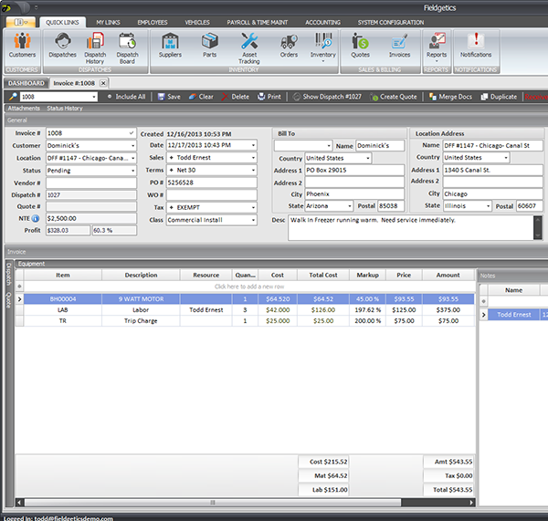 Fieldgetic Invoicing